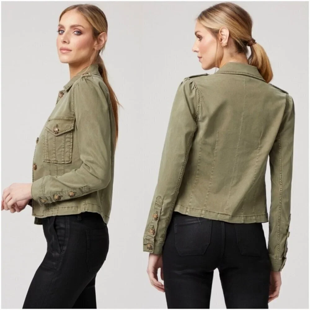 NWT PAIGE Pacey Jacket Sz.L Vintage Ivy Green  Buttons Preppy Minimalist $249 - Picture 2 of 16